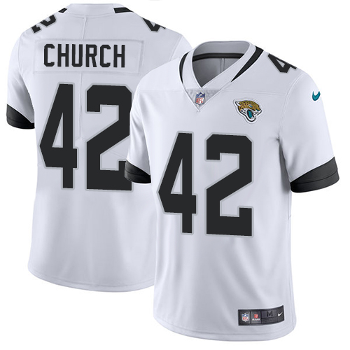 Nike Jaguars #42 Barry Church White Men's Stitched NFL Vapor Untouchable Limited Jersey - Click Image to Close